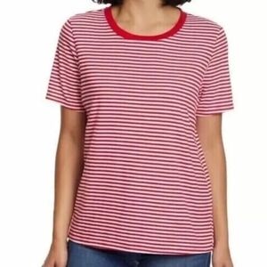 Ella Moss Striped Red and White Cotton Tee Size Large
